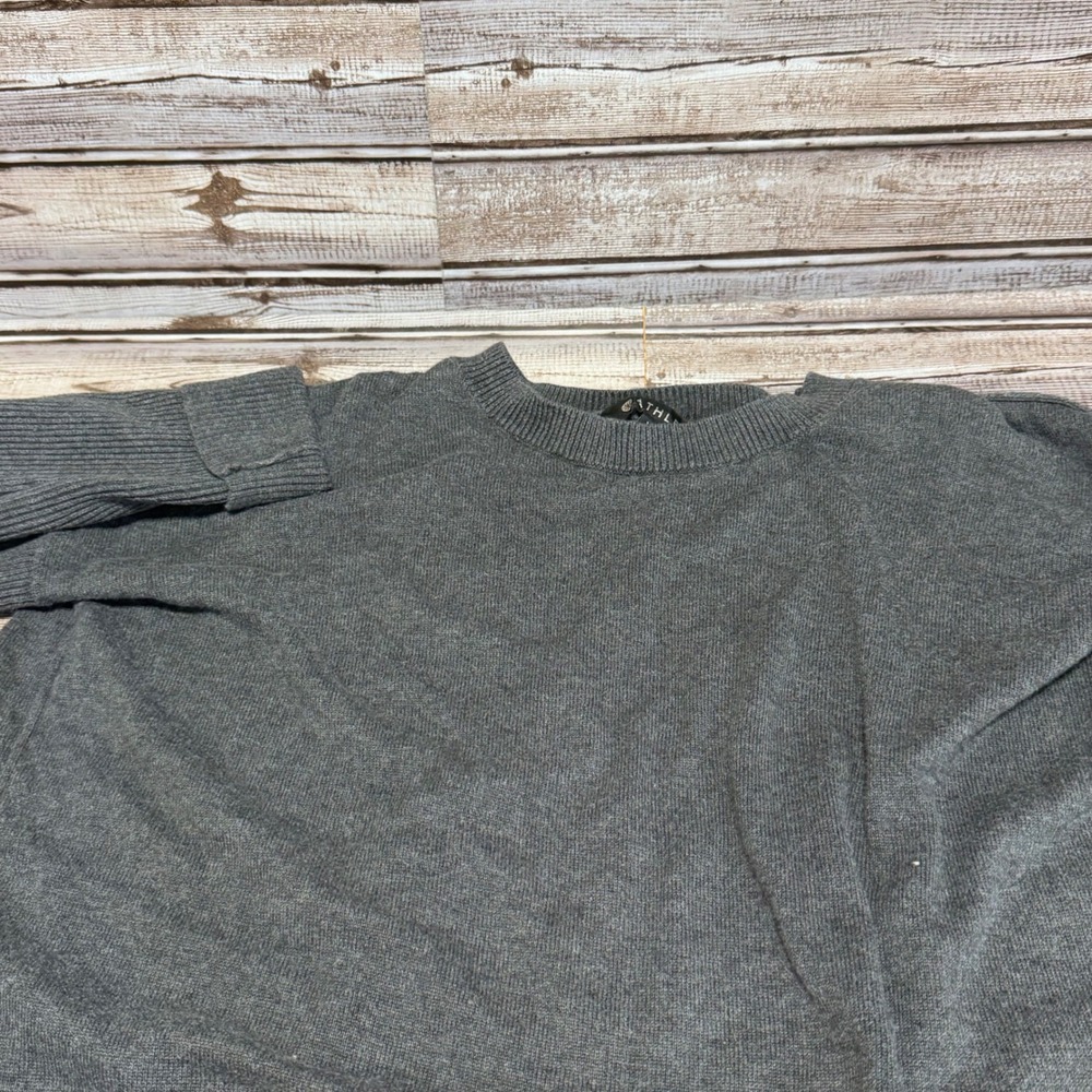 Athleta Sweater Women XS Gray Split Back Ribbed Knit High Low Pullover